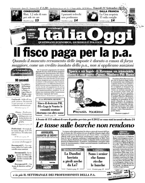 Italia oggi : quotidiano di economia finanza e politica